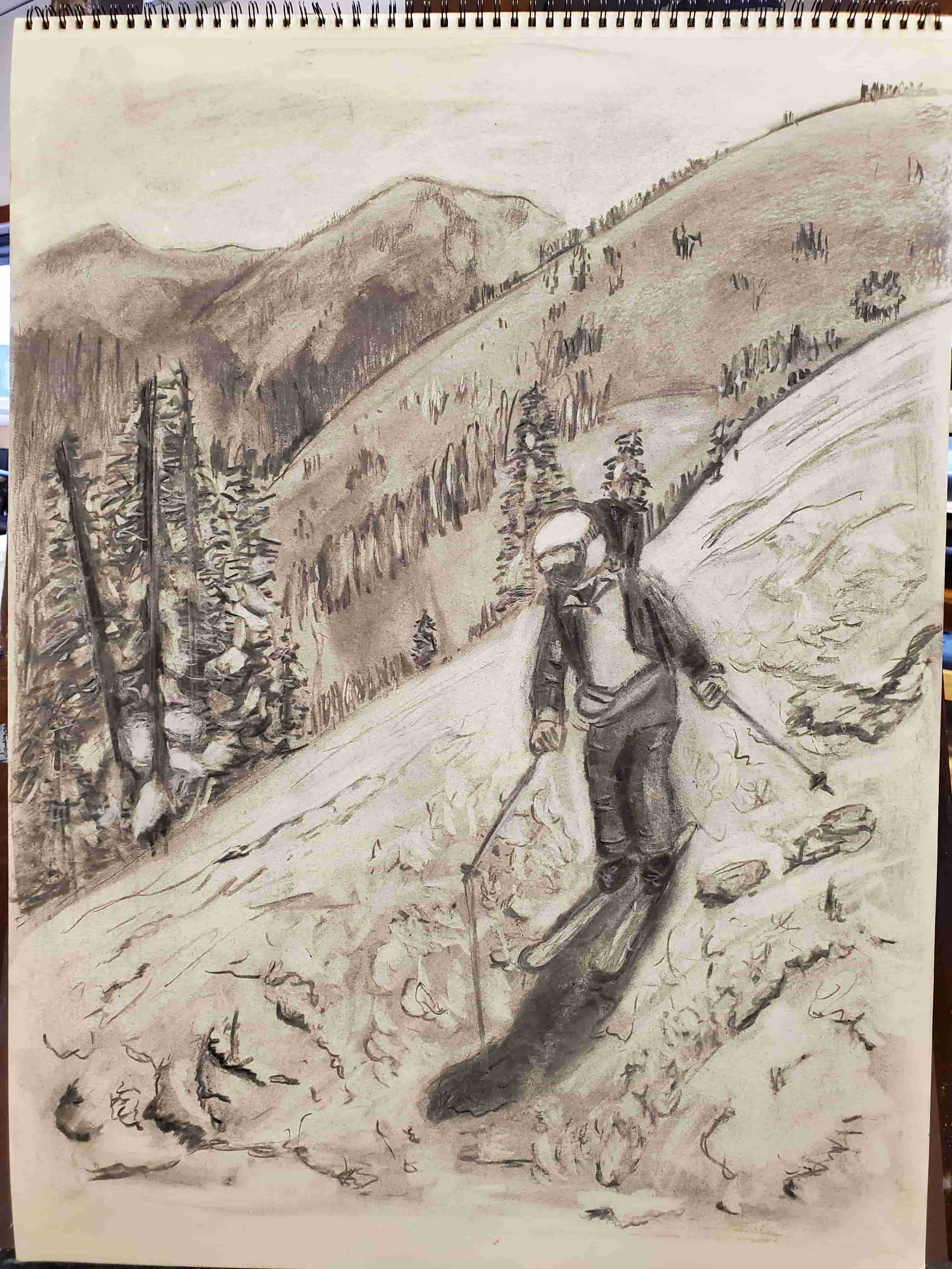 Drawing of skier